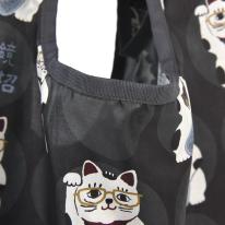 プリントエコバッグ　猫招き柄（ねこ　ネコ　猫）