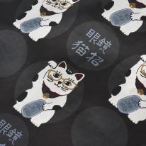 プリントエコバッグ　猫招き柄（ねこ　ネコ　猫）