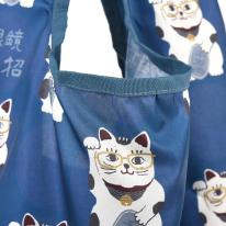 プリントエコバッグ　猫招き柄（ねこ　ネコ　猫）