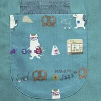 ネコまるけ　釦リボンあきエプロン（ねこ　ネコ　猫）