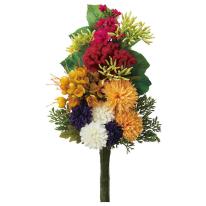 菊とケイトウの御供えブーケ