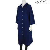 【2025春夏新作】■5色展開■丸襟無地コートワンピース★ゆったりサイズ
