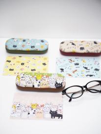 眼鏡ケース（クロス付）ねこ・顔
