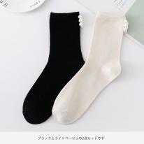 パール付き ソックス 靴下 2足 セット