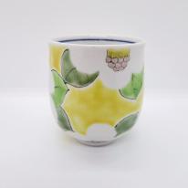 九谷焼湯呑／黄椿
