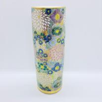 九谷焼6号寸胴花瓶／花詰（青）