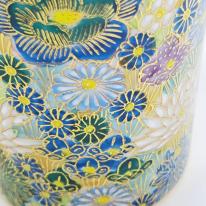 九谷焼マグカップ／花詰（青）