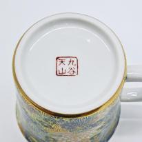 九谷焼マグカップ／花詰（青）
