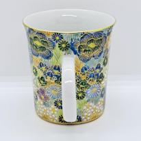 九谷焼マグカップ／花詰（青）