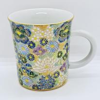 九谷焼マグカップ／花詰（青）