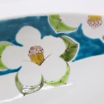 九谷焼楕円鉢／青椿