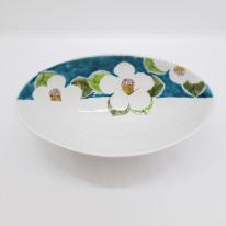 九谷焼楕円鉢／青椿