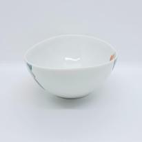 九谷焼楕円鉢／赤椿