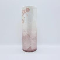 九谷焼6号寸胴花瓶／銀彩桜ピンク