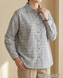 【3Lサイズ】婦人 ブラウス ロールアップ 格子 6枚 長袖ブラウス チェック柄 レディース