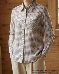 【3Lサイズ】婦人 ブラウス ロールアップ 格子 6枚 長袖ブラウス チェック柄 レディース
