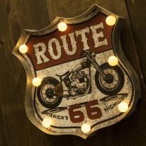 アメリカンクラシック LED サイン［ROUTE 66 Motorcycle］