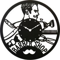 レーザーカットメタルサインウォールクロック [BARBER SHOP]