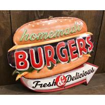 アンティークエンボスプレート［ダイカット（BURGERS）］＜アメリカン雑貨＞