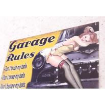 アンティークメタルプレート［Garage Rules］