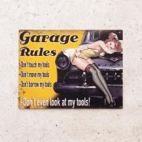 アンティークメタルプレート［Garage Rules］