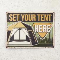 アンティークエンボスプレート "SET YOUR TENT"