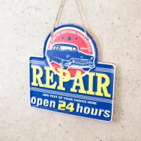 アンティークメタルプレート ［REPAIR Open 24 hours］