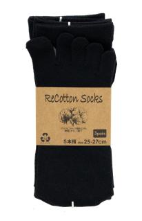 リサイクルコットン レギュラー丈 5本指 ３足組 25-27ｃｍ