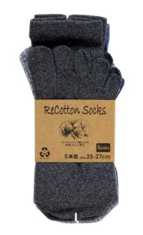 リサイクルコットン レギュラー丈 5本指 ３足組 25-27ｃｍ