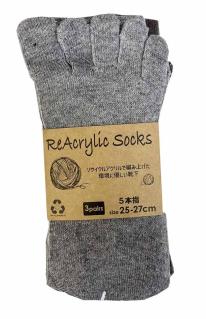 リサイクルアクリル ソックス レギュラー丈 5本指 ３足組 25-27ｃｍ