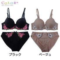 花柄レースブラジャー＆ショーツセット