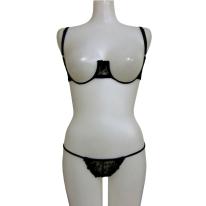 セクシーカップレスブラジャー＆Tバックショーツセット