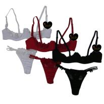 透けるチュールハーフカップブラ＆脇ループTバック