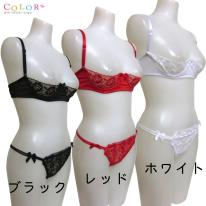 透けるチュールハーフカップブラ＆脇ループTバック