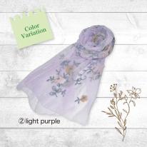 2025SS パステルカラー フラワー刺繍 オーガンジー ストール 夏 涼しげ 軽やか 透け感