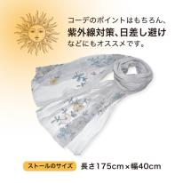 2025SS パステルカラー フラワー刺繍 オーガンジー ストール 夏 涼しげ 軽やか 透け感