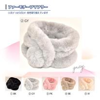 マフラー レディース 秋冬 フェイクファー ワンタッチ 調整可 あたたかい 秋 冬 おしゃれ 即納