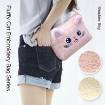 ショルダーバッグ レディース 大容量 ナイロン 斜め掛け ナイロン ミニ チェーン 猫 ネコ CAT