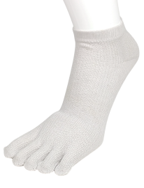 【5本指ソックス】　つま先までメッシュ無地　ゆったり口ゴム　表糸綿100％　ショート丈