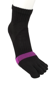 【フィットネス5本指】　足首＆土踏まずサポートメッシュ入り　滑り止め付き　クルー丈　表糸綿100％