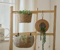 壁面装飾　ＰＰラタン素材のウォールポケット　　ラメア・ラウンドウォールポケット・Ｌ　