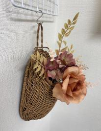 壁面装飾　ＰＰラタン素材のウォールポケット　　　ラメア・オーバルウォールポケット・Ｌ