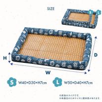 ひんやり涼しい！ペット用クールベッド　犬・猫用 和風 猫柄 クッションベッド