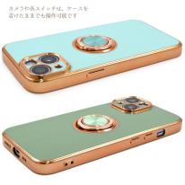 ＜スマホケース＞iPhone 14用　スマホリング付メタリックバンパーソフトカラーケース