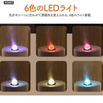 2種ミストモード・LEDライト・タイマー。　ファイアーボール型超音波加湿器