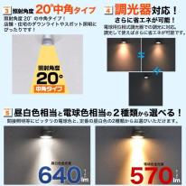 照射角度20°　中角タイプLEDスポットライト(ハロゲン形LED)　口金E11