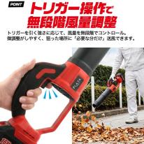 最大風速55m/sのパワフルな送風で落ち葉を吹き飛ばす　充電式ハンディブロワー