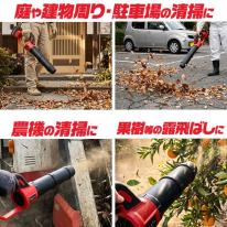 最大風速55m/sのパワフルな送風で落ち葉を吹き飛ばす　充電式ハンディブロワー