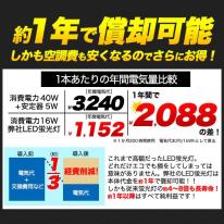 ＜LED電球・蛍光灯＞工事不要！　40W形16W ラピッド2灯式器具用LED蛍光灯