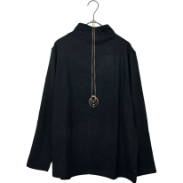 ネックレス付き　ピーチ起毛　ボトルネック　カットソー